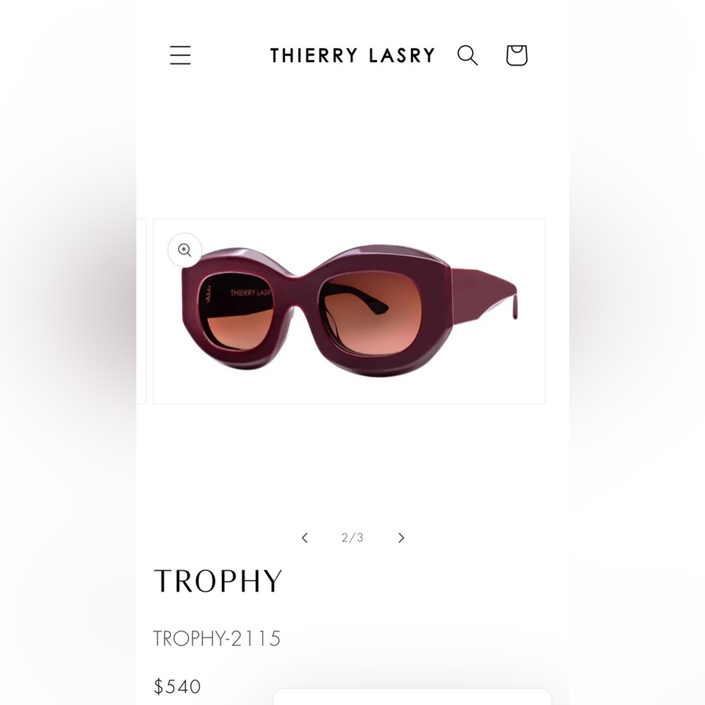 $540 NIB Thierry Lasry burgundy sunglasses square oval brown gradient lenses